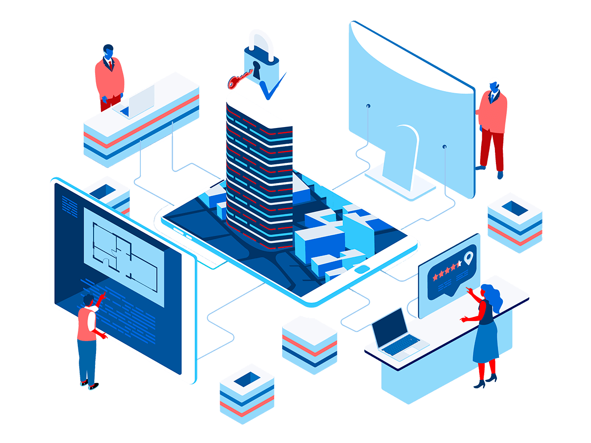 Illustration of tech architecture and programming concepts
